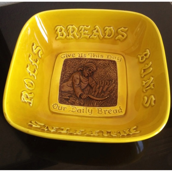TREASURE CRAFT Vtg Mid-Century Rare Pottery Bowl Give Us Our Daily Bread USA🇺🇸 - Picture 11 of 11